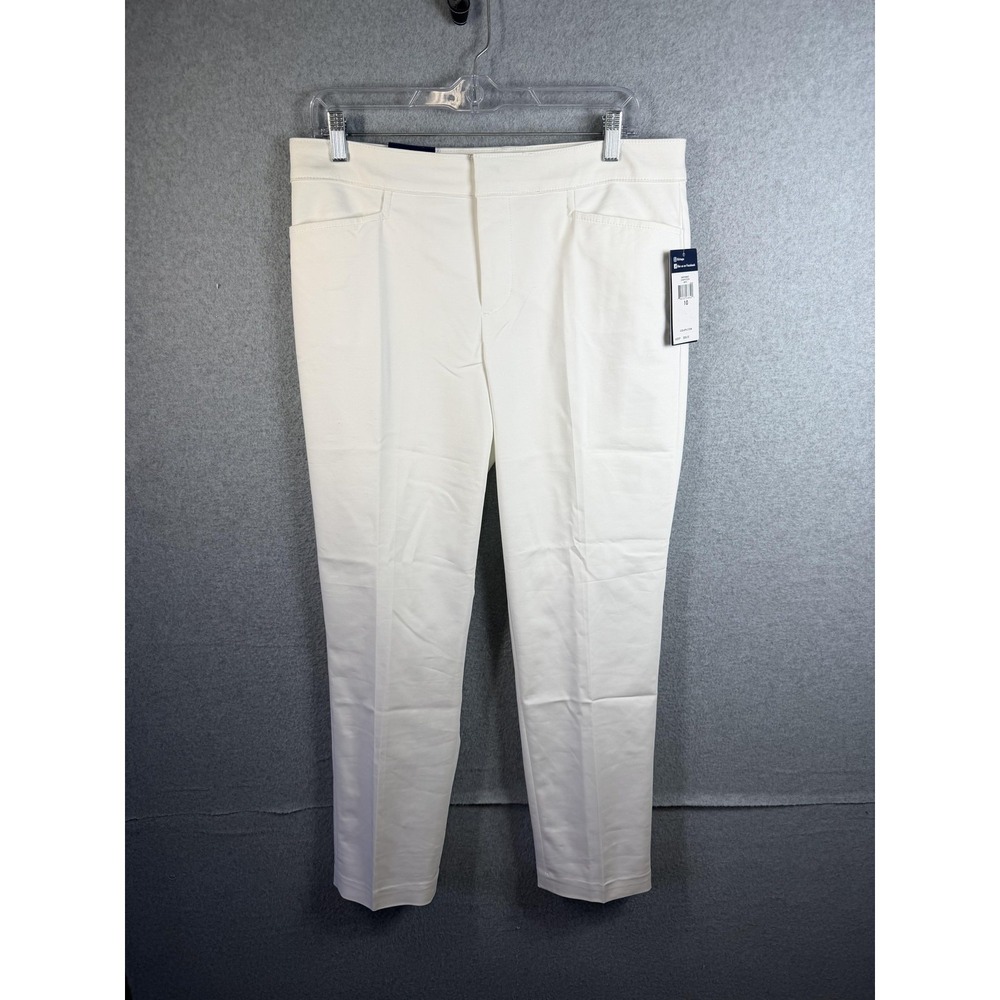Chaps Icon Pants Womens 10 White Slim Twill Pull On Stretch Dress Work Office
